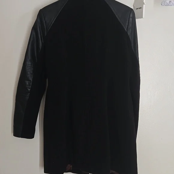 Marc New York Andrew Marc Faux Leather Sleeve Pea Coat - Picture 14 of 16